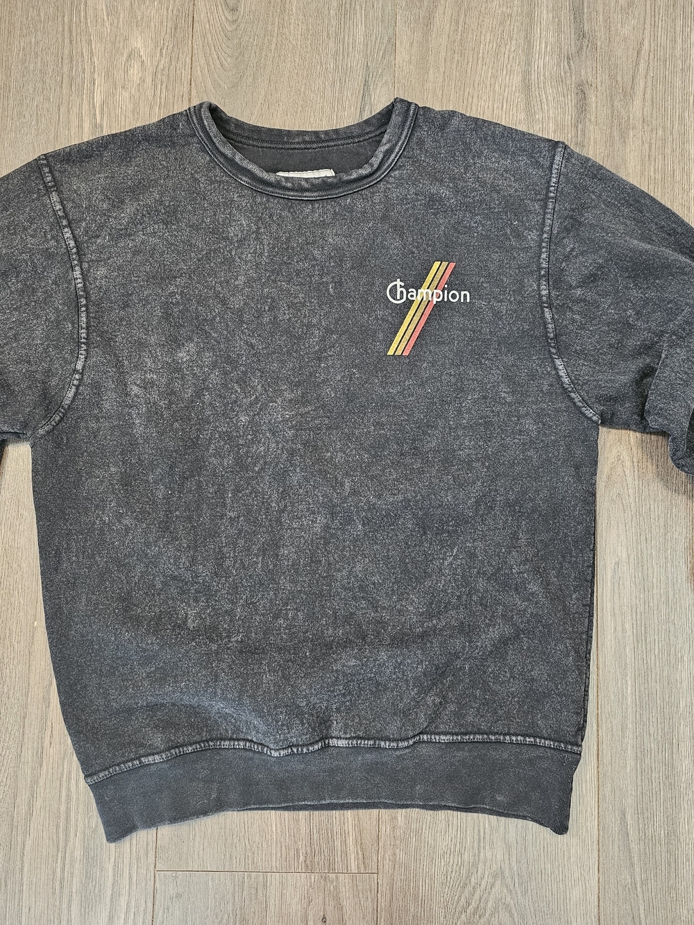 Champion Men's Black Mineral Wash Crewneck Sweatshirt